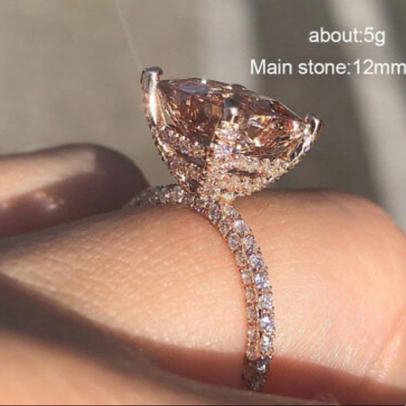 GorgeousWhite Sapphire Rose Gold Filled Ring - Picture 4 of 16